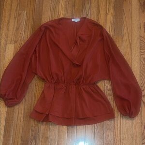 Elegant Rust Blouse with Billowy Sleeves